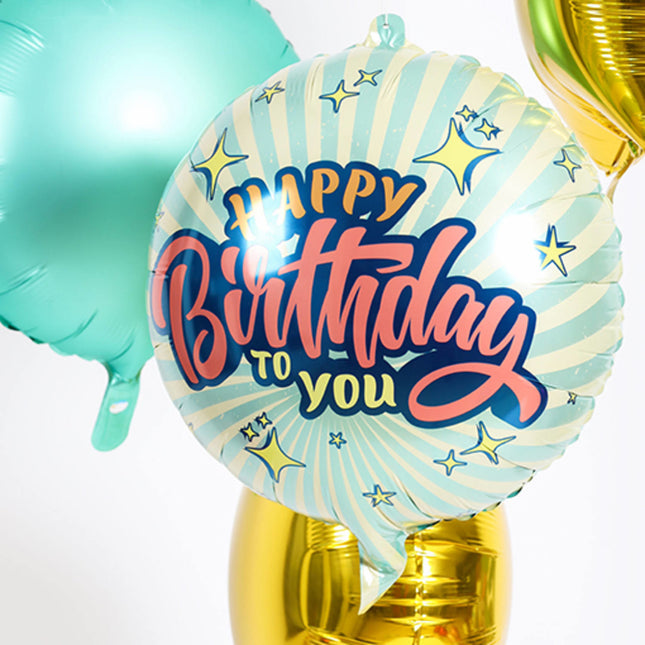 Helium Ballon Happy Birthday Retro Sterren Leeg 45cm