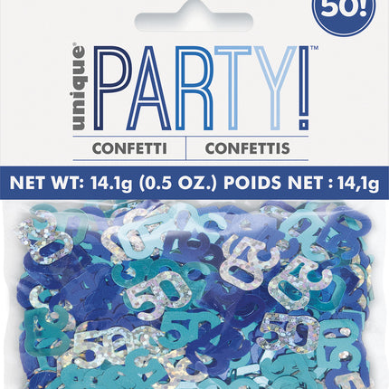 50 Jaar Confetti Zak Blauw 14gr