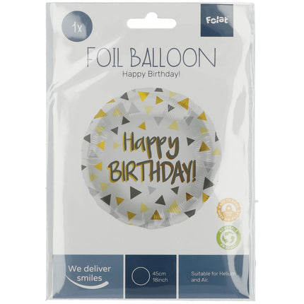 Helium Ballon Happy Birthday Driehoek Leeg 45cm