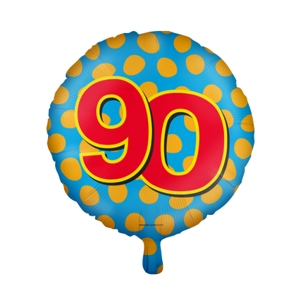 Helium Ballon 90 Jaar Gekleurd Leeg 46cm