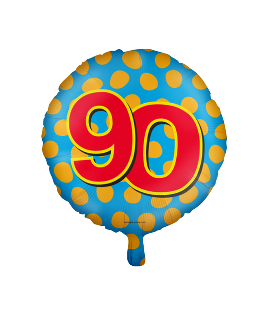 Helium Ballon 90 Jaar Gekleurd Leeg 46cm