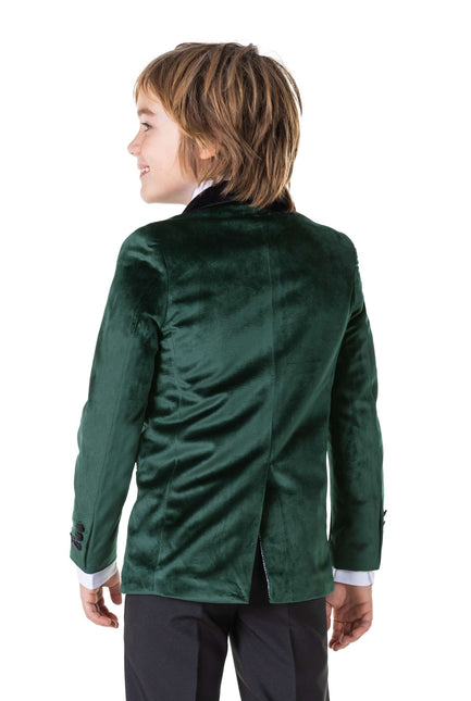 Donkergroen Velvet Blazer Jongen OppoSuits