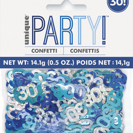 30 Jaar Confetti Zak Blauw 14gr