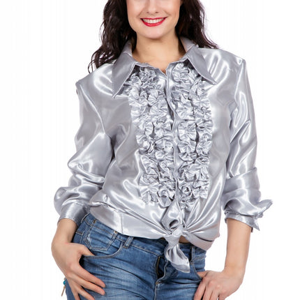 Disco Blouse Ruches Zilver