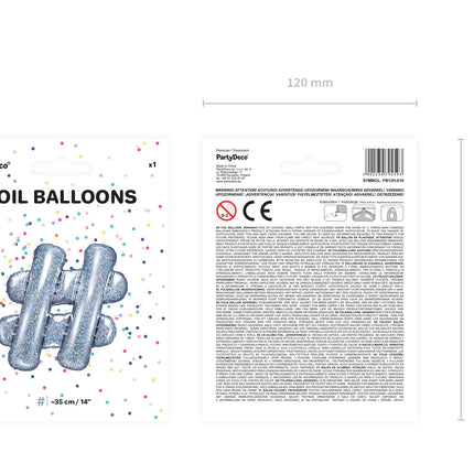 Folie Ballon Hashtag # Holografisch 35cm