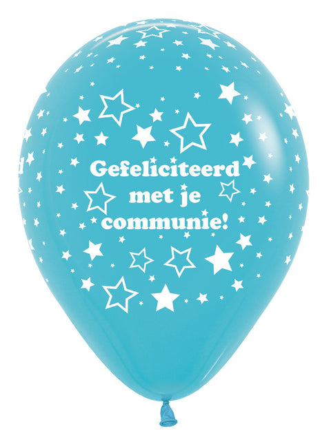 Ballonnen Communie Stars Caribbean Blue 30cm 25st