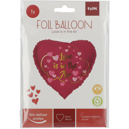 Helium Ballon Hart Love Is In The Air Leeg 45cm