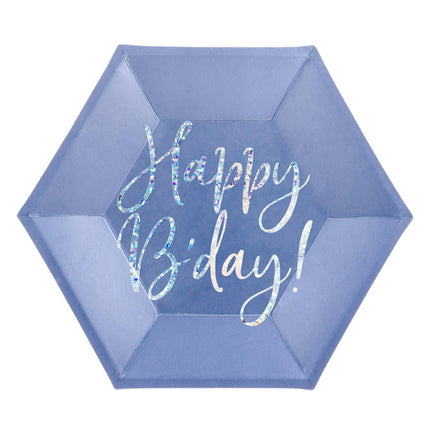 Borden Happy B'Day Blauw 20cm 6st