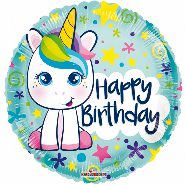 Helium Ballon Happy Birthday Unicorn 45cm leeg