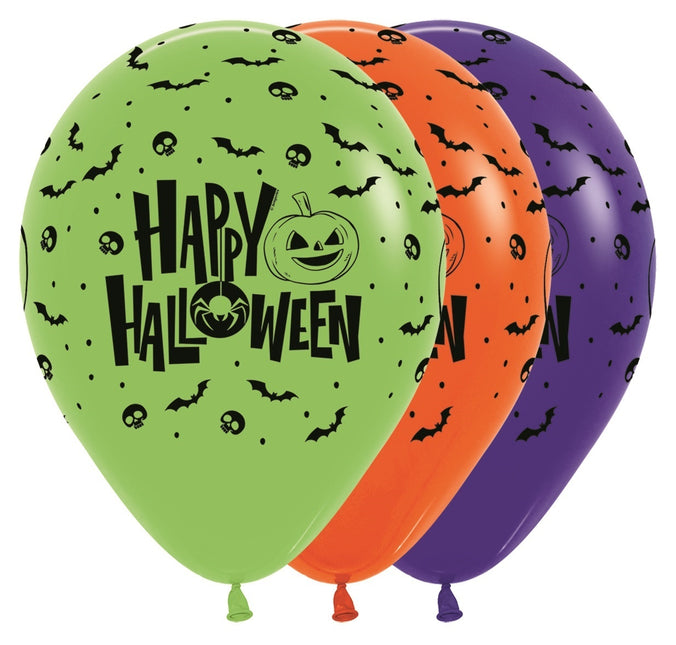 Ballonnen Happy Halloween Color Mix 30cm 25st