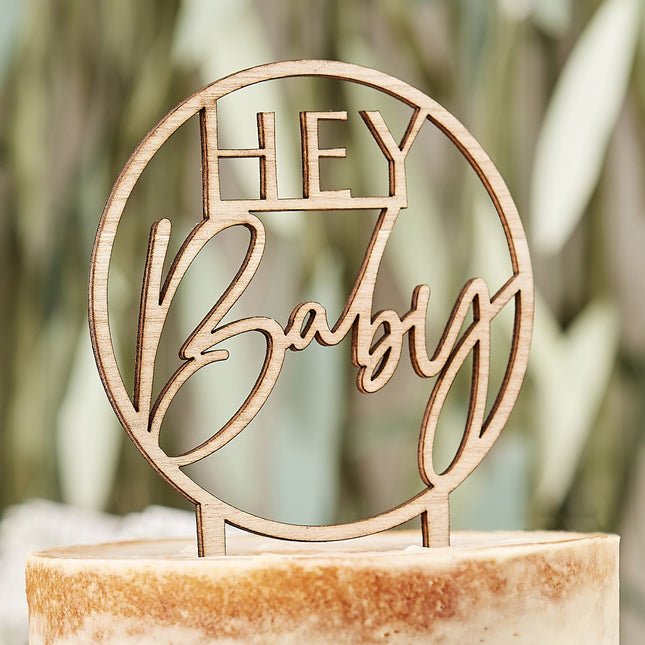 Taarttopper Hey Baby Hout 20cm