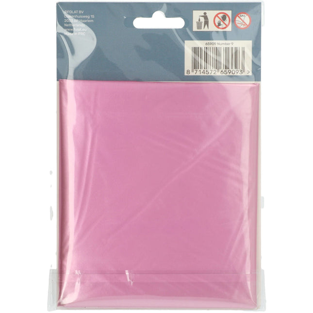 Folie Ballon Cijfer 9 Mat Roze XL 86cm leeg