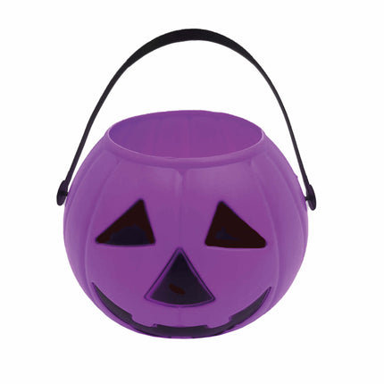 Paarse Halloween Snoep Emmer Pompoen 15cm