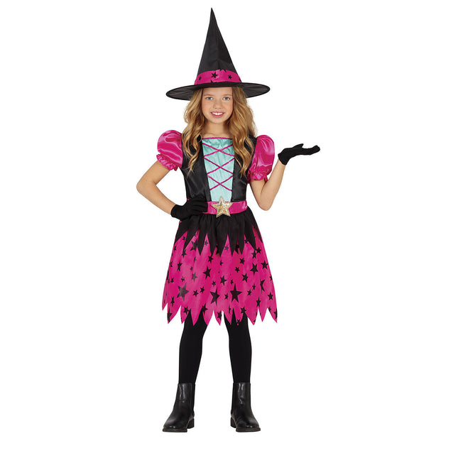 Heks Halloween Kostuum Meisje Ster Roze