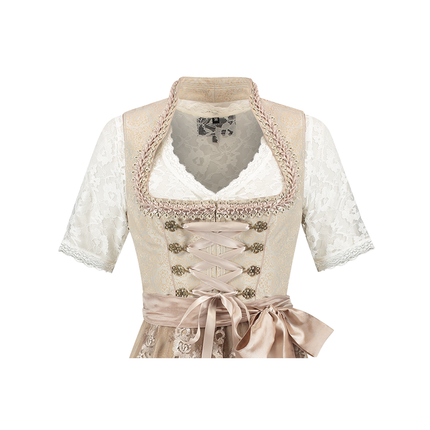 Roze Wit Creme Dirndl Jurk Oktoberfest Dames Jaquard