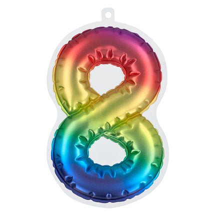 Regenboog 8 Jaar Stickers Folieballon 20cm