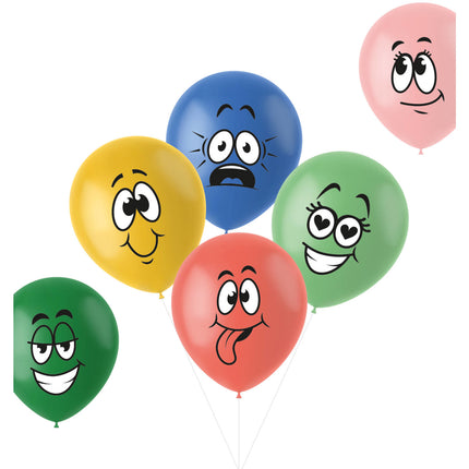 Ballonnen Funny Faces Gekleurd 33cm 6st