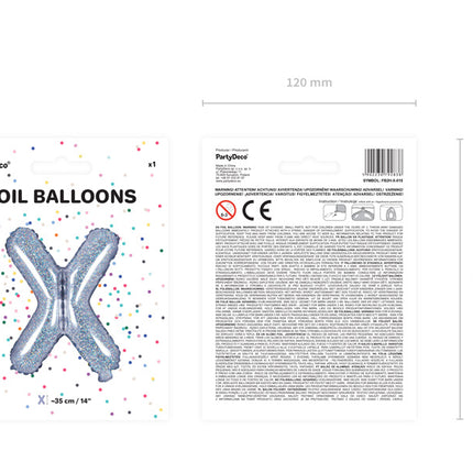 Folie Ballon Letter X Holografisch Leeg 35cm