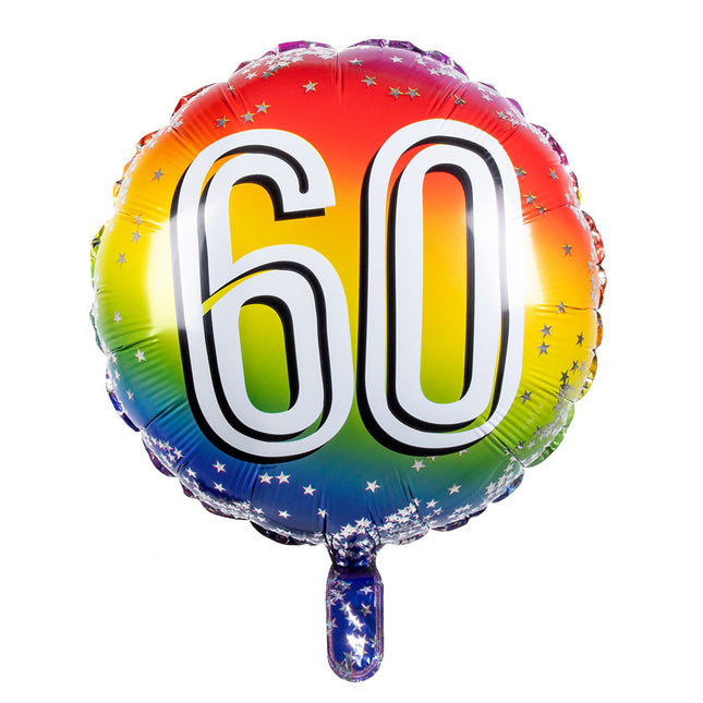 Regenboog Cijfer Ballon 60 Jaar 45cm