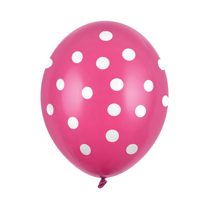 Fuchsia Ballonnen Witte Stippen 30cm 6st