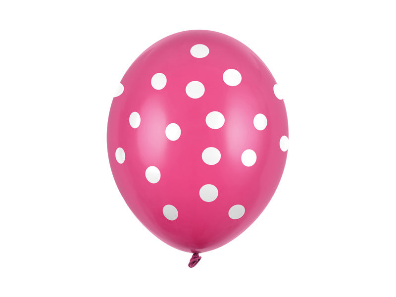 Fuchsia Ballonnen Witte Stippen 30cm 6st