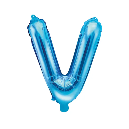 Folie Ballon Letter V Blauw Leeg 35cm