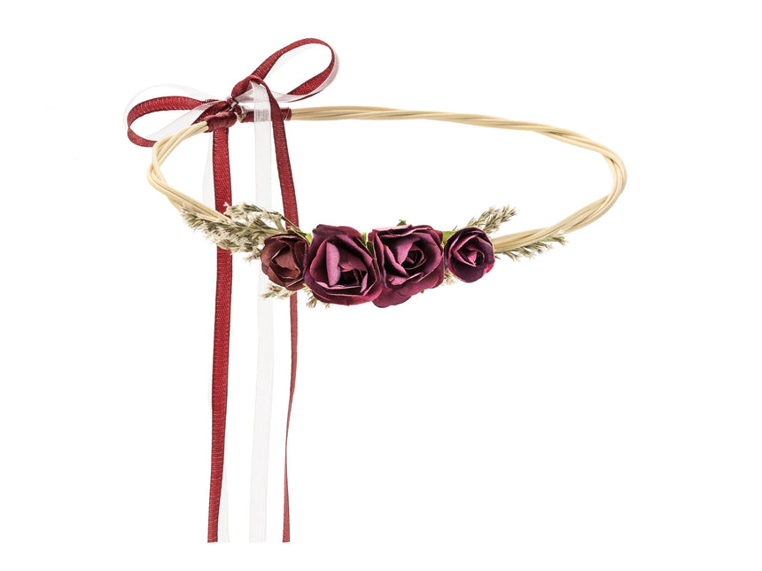 Bloemen Haarband Bordeaux Rood