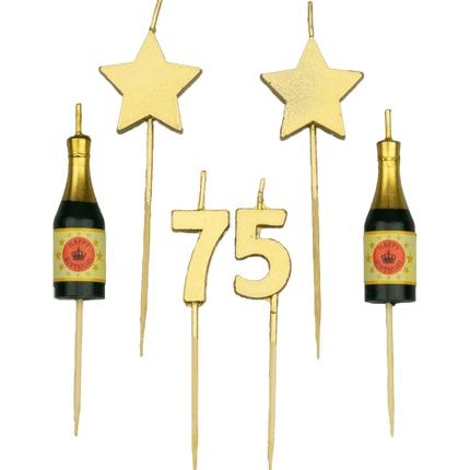 Kaarsjes 75 Jaar Champagne 17,5cm