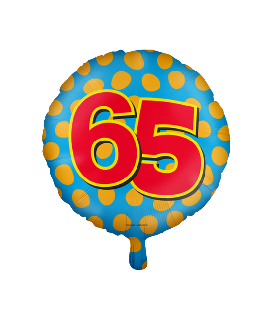 Helium Ballon 65 Jaar Gekleurd Leeg 46cm