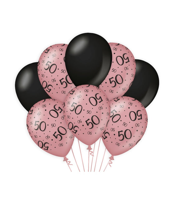 Ballonnen 50 Jaar Rose Zwart 30cm 8st