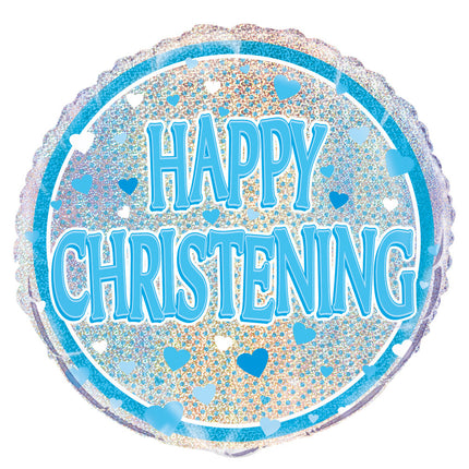 Helium Ballon Happy Christening Blauw 45cm leeg