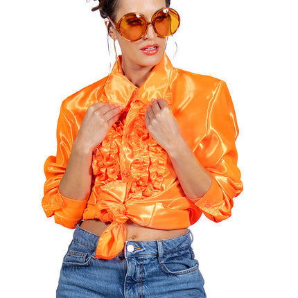 Disco Blouse Ruches Donkeroranje