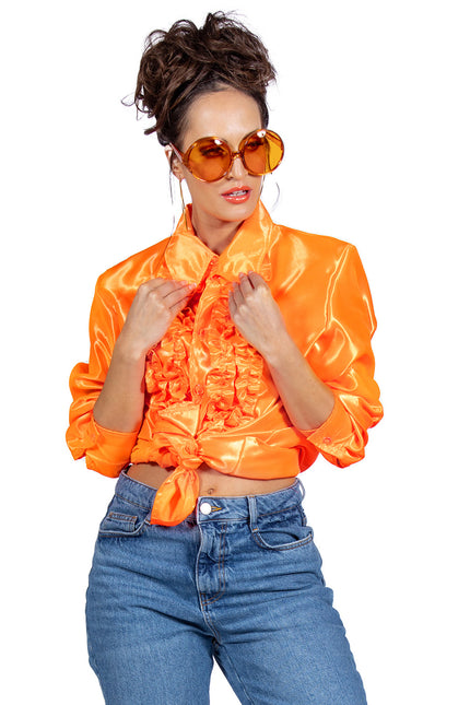 Disco Blouse Ruches Donkeroranje