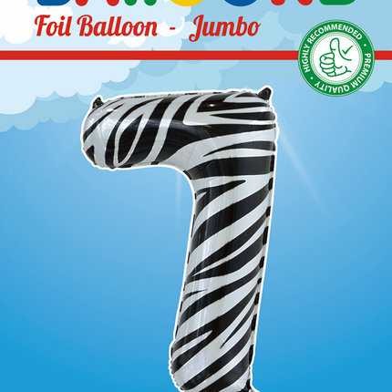 Folie Ballon Cijfer 7 Zebra XL 86cm leeg