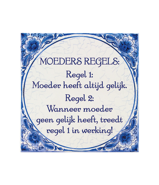 Delfts Blauw Tegel Moeders Regel 14,5cm