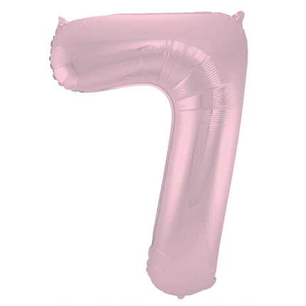 Folie Ballon Cijfer 7 Pastel Roze XL 86cm leeg