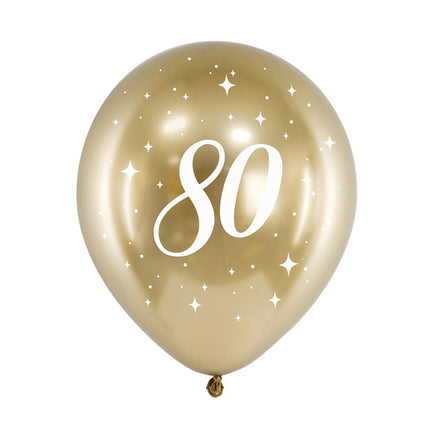 Ballonnen 80 Jaar Goud 30cm 6st