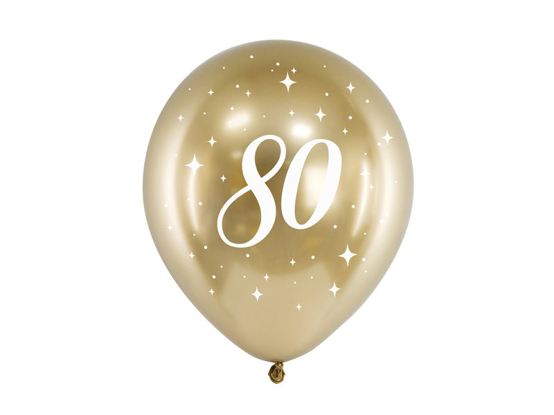 Ballonnen 80 Jaar Goud 30cm 6st