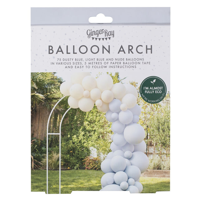 Blauw Wit Creme Ballonnenboog DIY Set