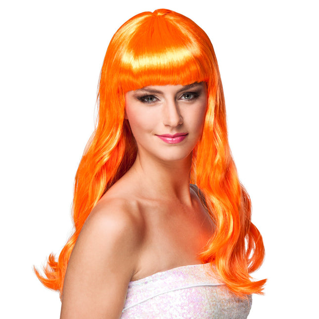 Pruik Lang Haar Oranje