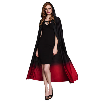 Halloween Cape Zwart Rood 1,7m