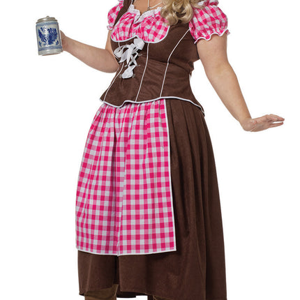 Roze Dirndl Jurk Oktoberfest Dames Lang