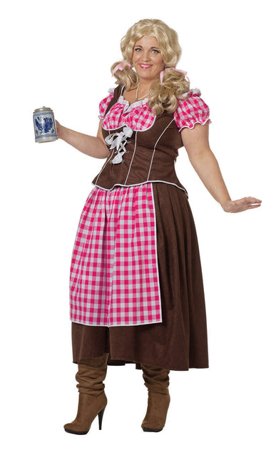 Roze Dirndl Jurk Oktoberfest Dames Lang