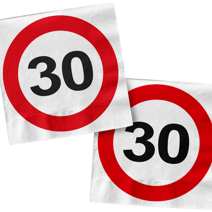 Servetten 30 Jaar Verkeersbord Vierkant 33cm 20st