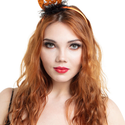 Halloween Haarband Glitter Pompoen