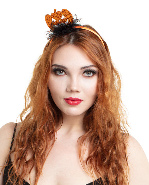 Halloween Haarband Glitter Pompoen