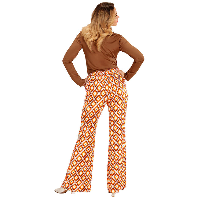 Disco 70S Broek Oranje Dames Ruit