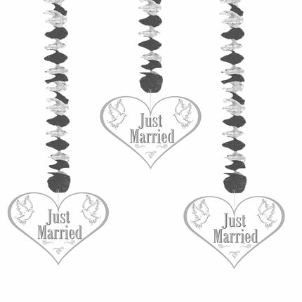 Hangdecoratie Just Married 75cm 3st