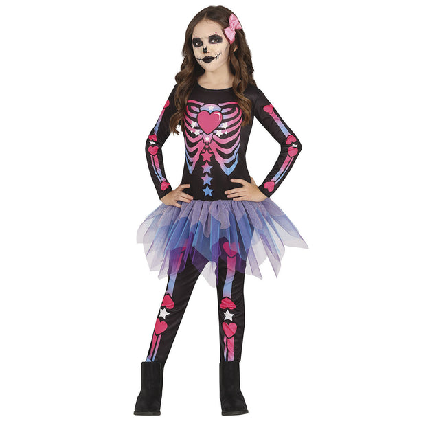 Skelet Halloween Kostuum Meisje Roze