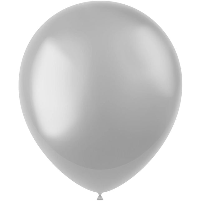 Zilveren Ballonnen Metallic Moondust Silver 33cm 50st